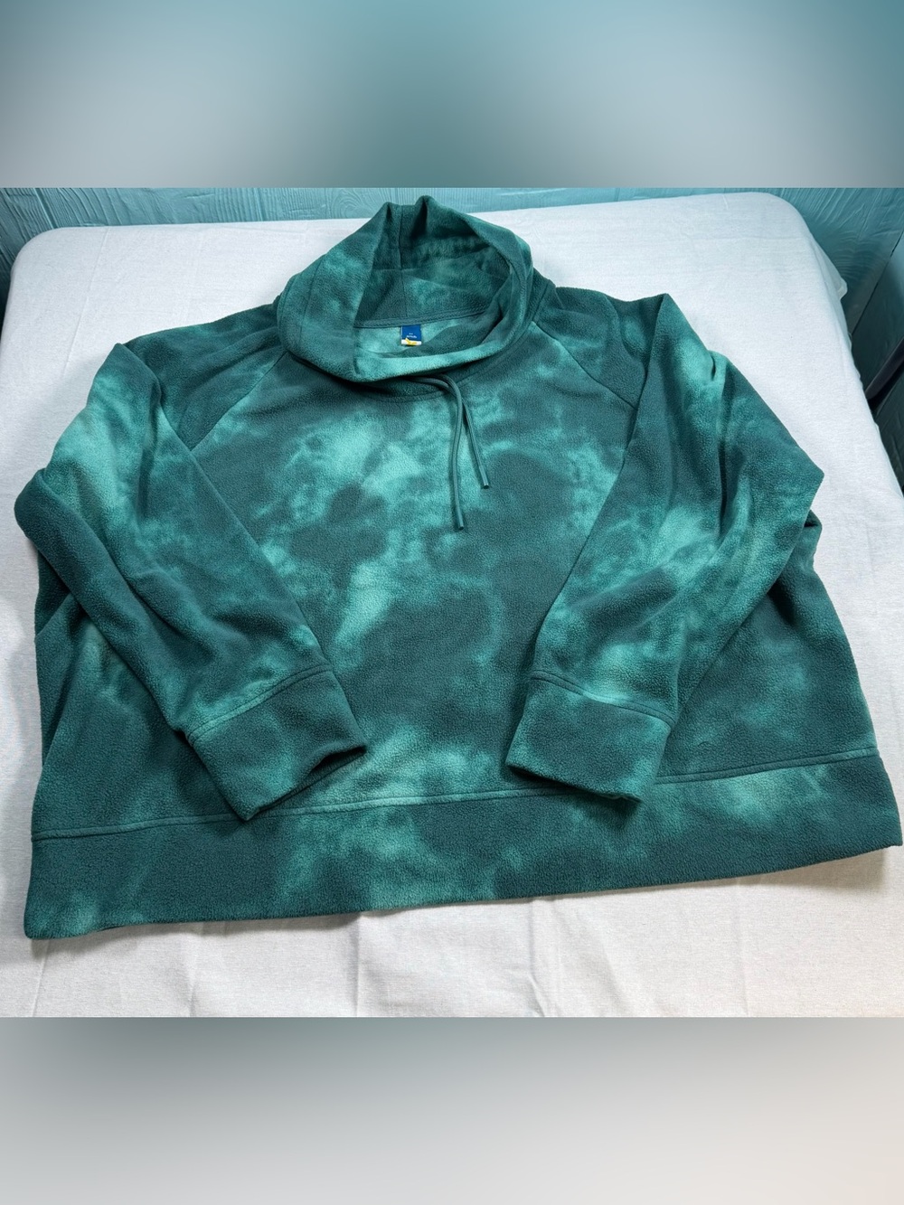 Old Navy Go Warm Teal Tie Dye Fleece Cowl Neck Pullover Sweatshirt 3X